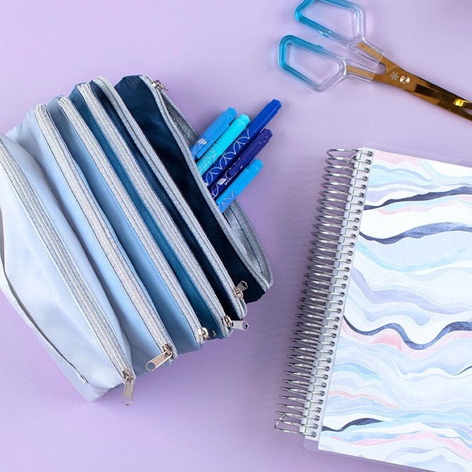 Navy Ombre Accordion Zipper Pouch Erin Condren