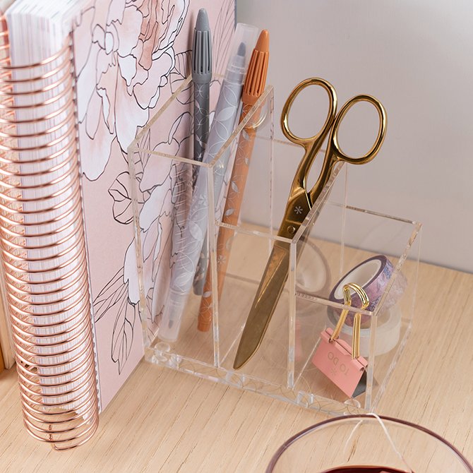 Small Mid Century Circles Acrylic Desk Organizer