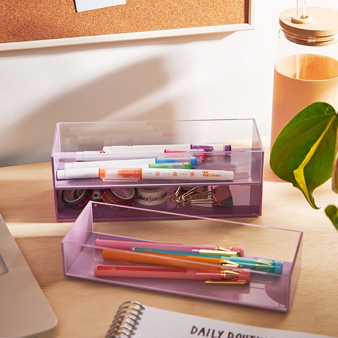 Rainbow Pen Holder Acrylic Kids Desk Organizer 5 Compartments Cute Desktop  Pencil Organizer For Home, Office, School