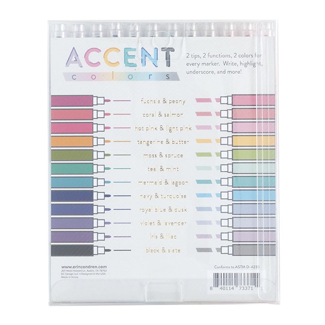 Erin Condren Designer Colorful Dual - Tip Markers - Earth 6 Pack. Fine and  Standard Tip Set, Double Sided for Drawing, Coloring