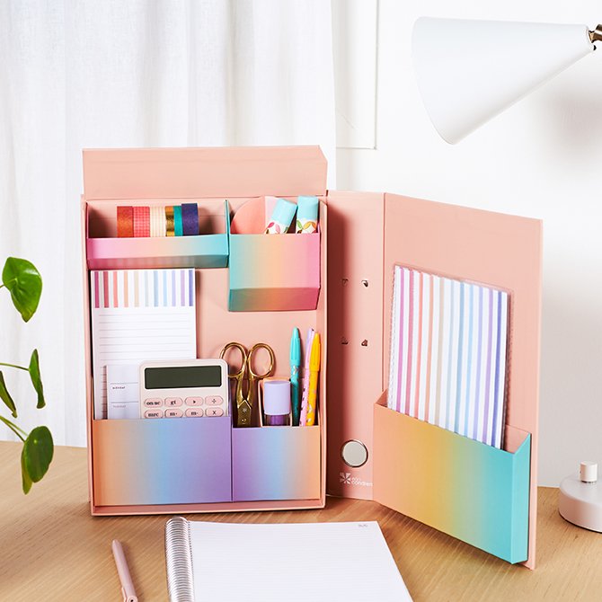 Ultimate Office Desktop Corner Organizer with Colored Dividers