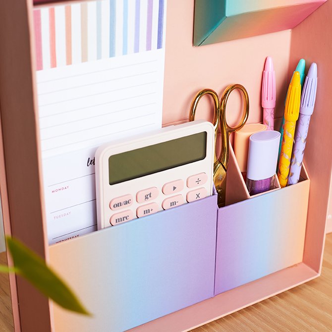 Ultimate Office 5 Compartment Desktop Corner Organizer with Colored Dividers