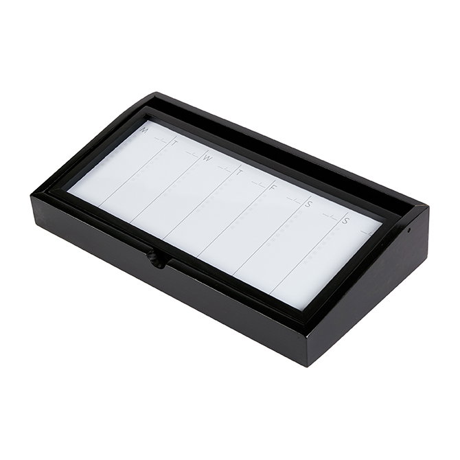 Black Weekly Desktop Whiteboard with Storage