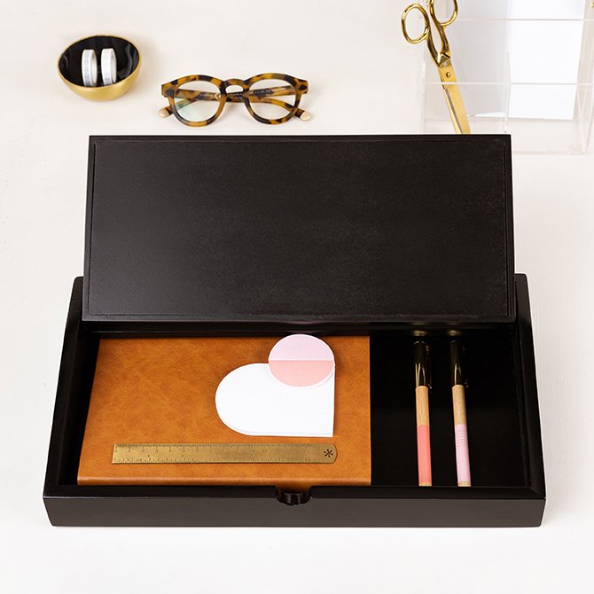 Black Weekly Desktop Whiteboard with Storage Erin Condren