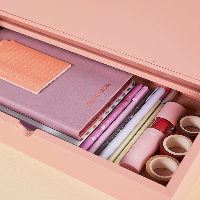 Blush Weekly Desktop Whiteboard with Storage Erin Condren