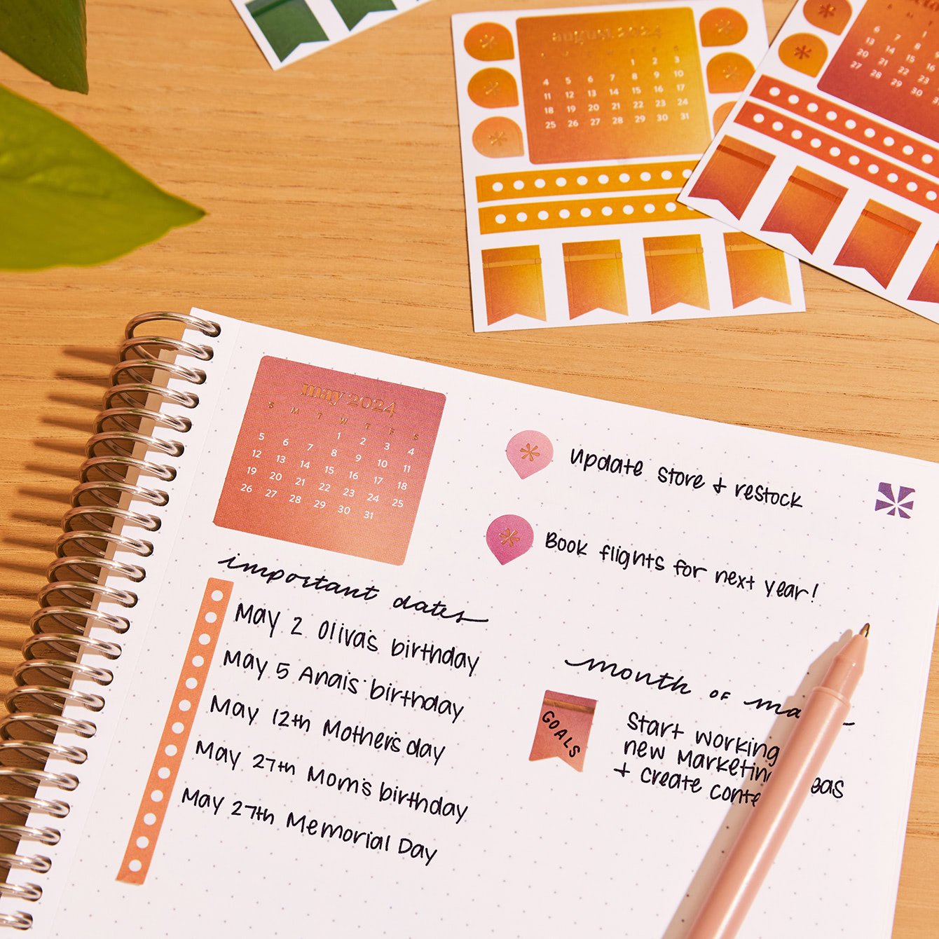 Mini Calendar Stickers 2024 - Vibrant Planner Stickers