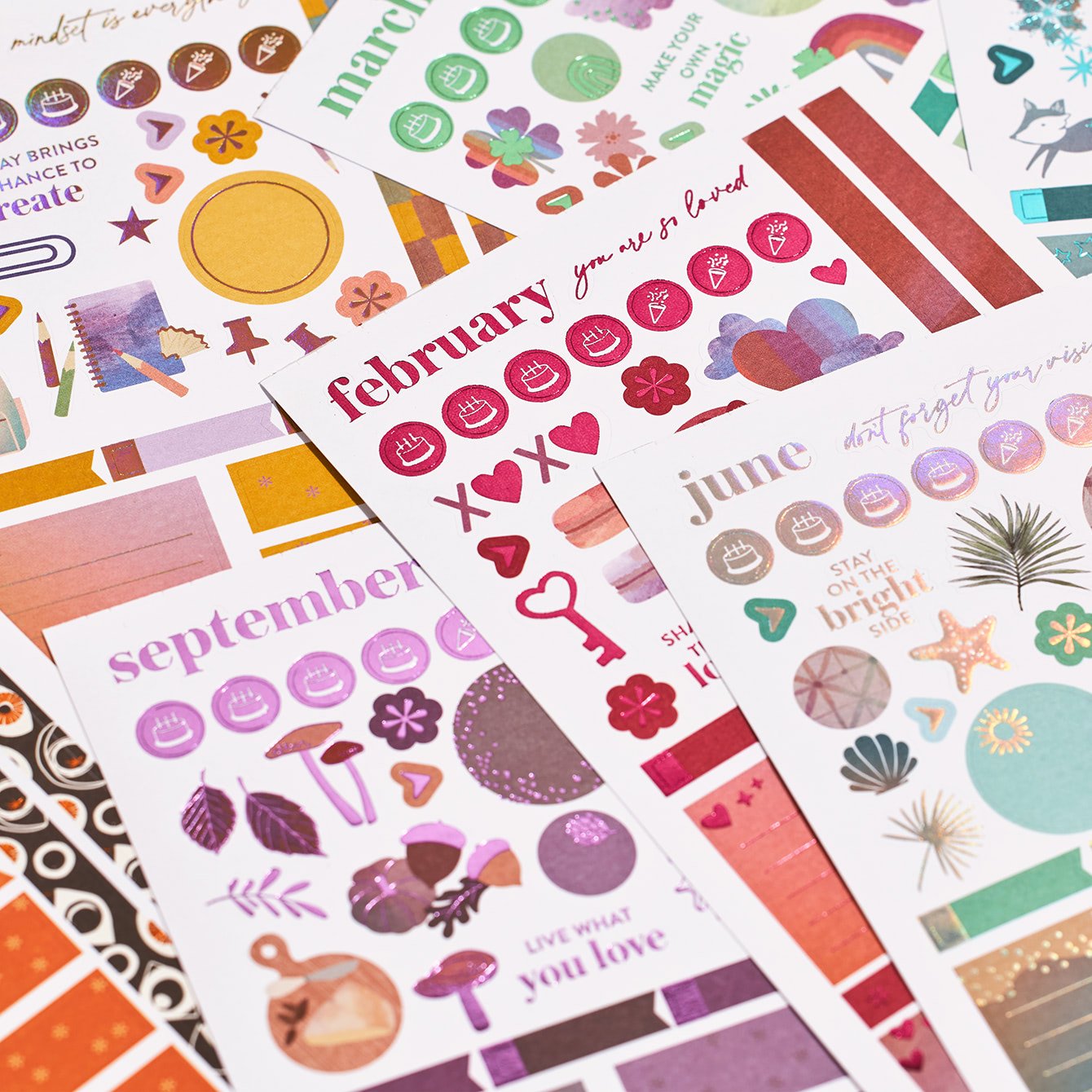 Erin Condren 7x9 Monthly Kit. AUGUST Groovy Summer Planner Stickers ||  GS-M