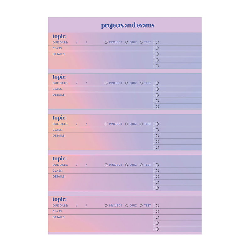 Projects and Exams Notepad