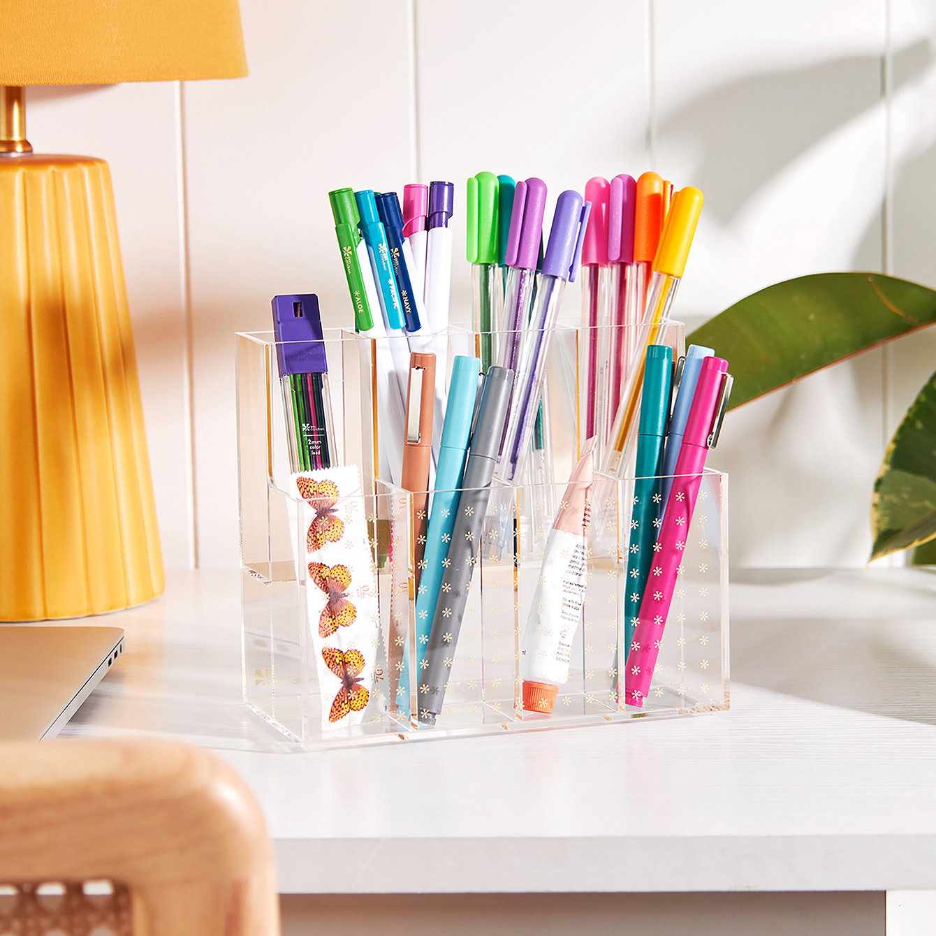 Asterisks Acrylic Pen Holder 8 Compartments Erin Condren