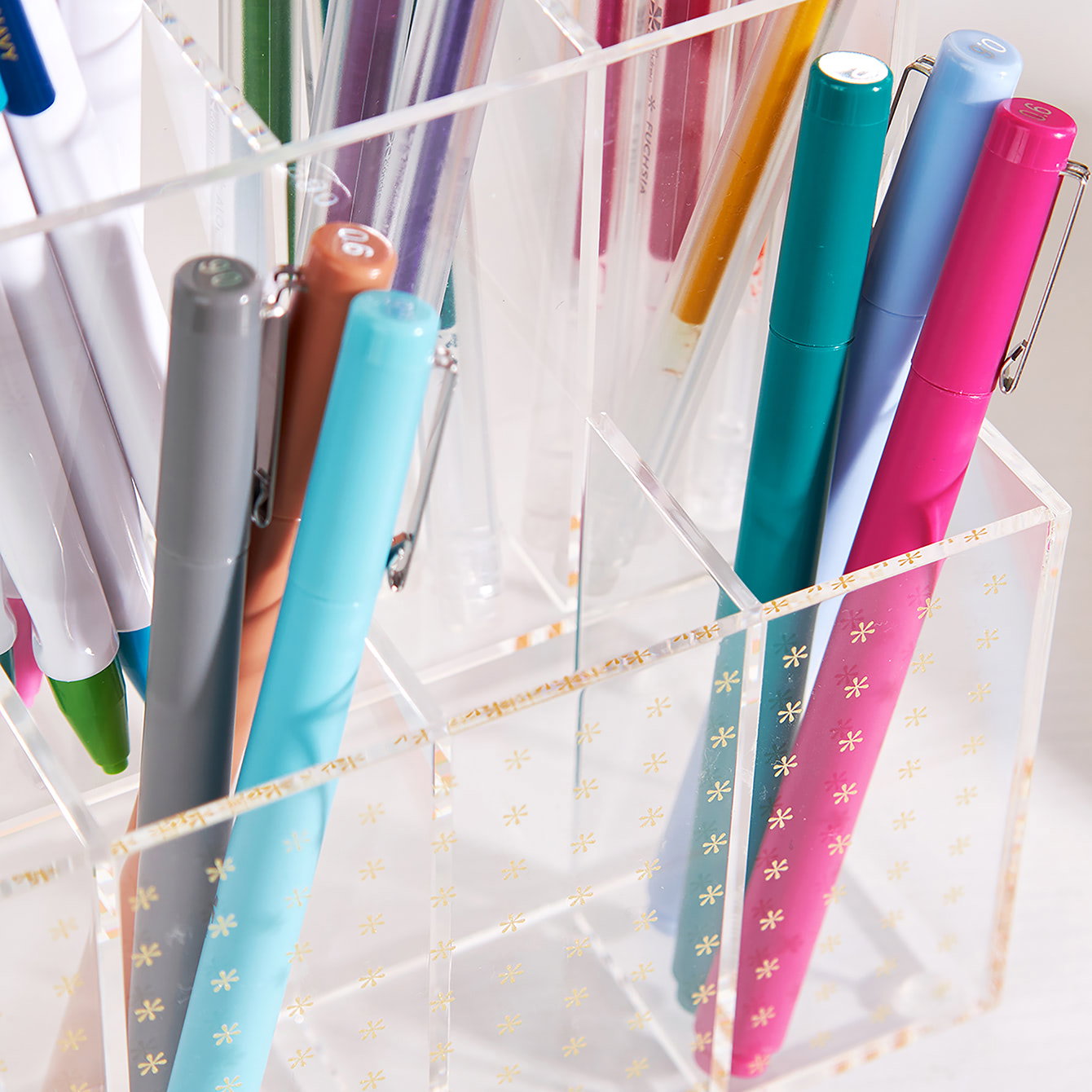 Asterisks Acrylic Pen Holder 8 Compartments Erin Condren