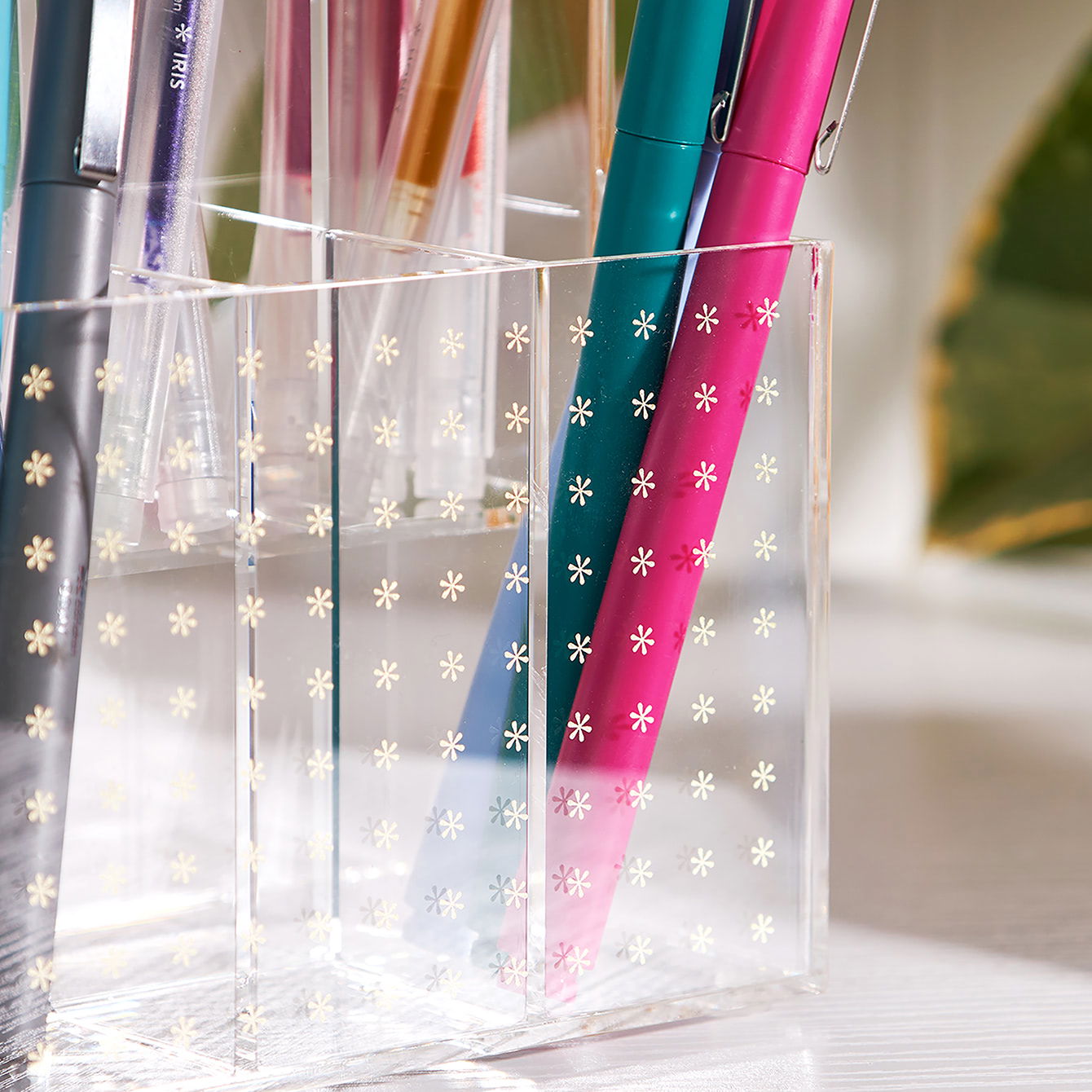 Asterisks Acrylic Pen Holder 8 Compartments Erin Condren