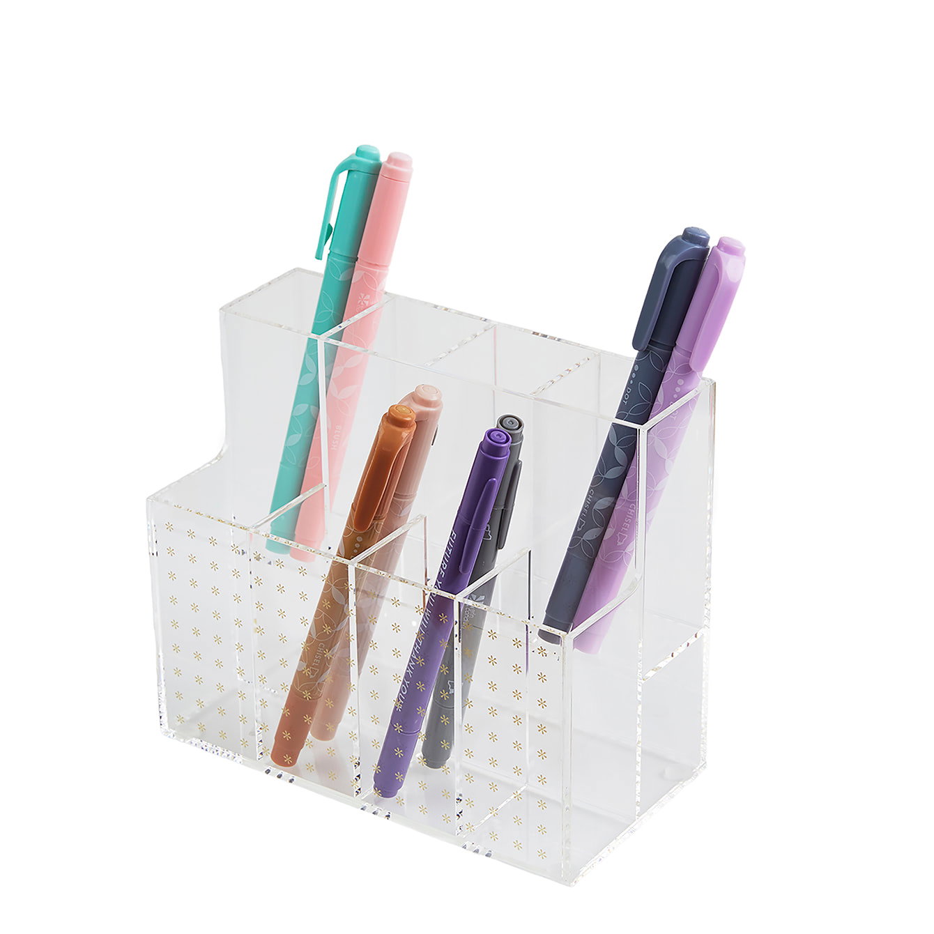 Asterisks Acrylic Pen Holder 8 Compartments Erin Condren