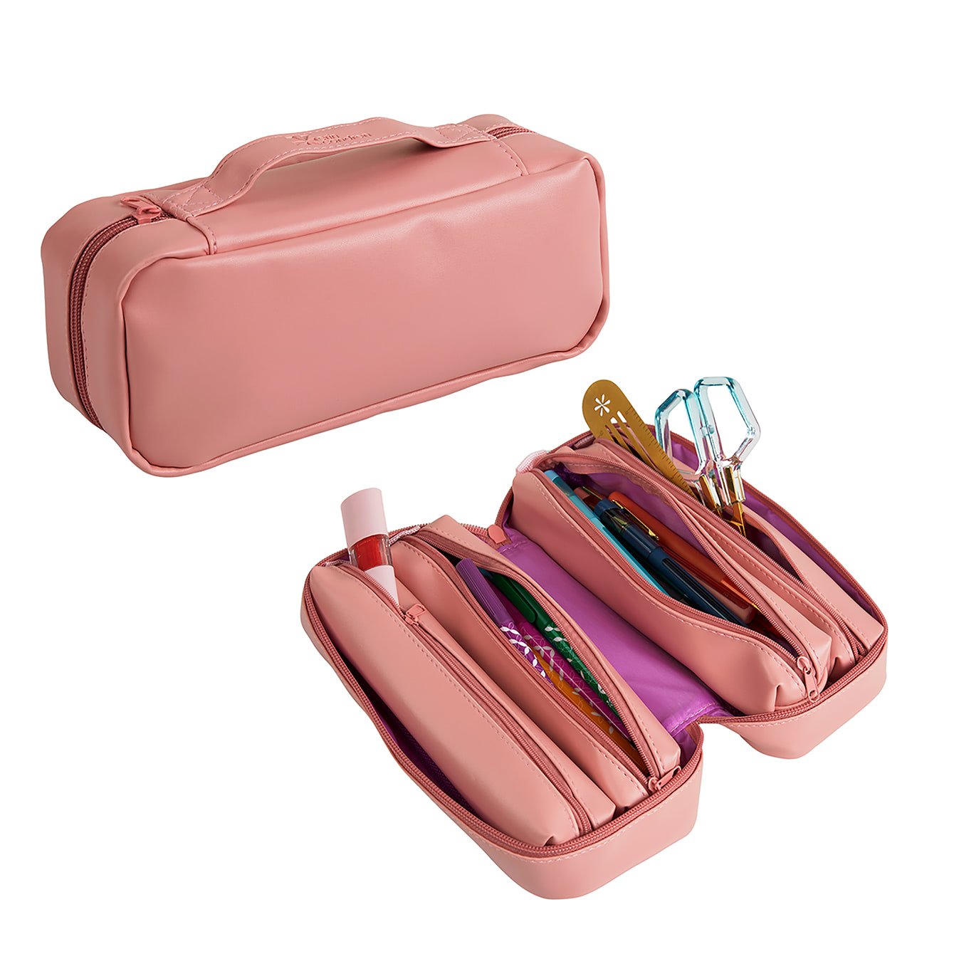 Mauve Vegan Leather 5 in 1 Zipper Pouch | Erin Condren