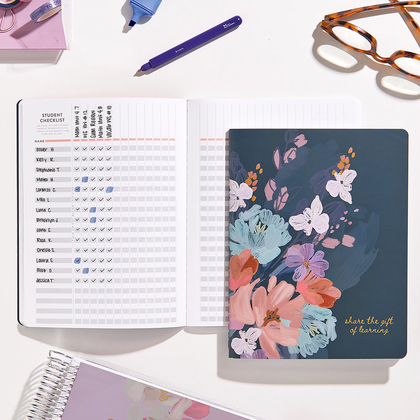 Bold Blooms Bound Teacher Record Book | Erin Condren