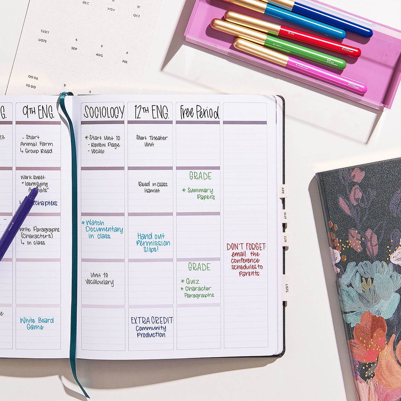 Bold Blooms Softbound Teacher Lesson Planner Bundle Erin Condren