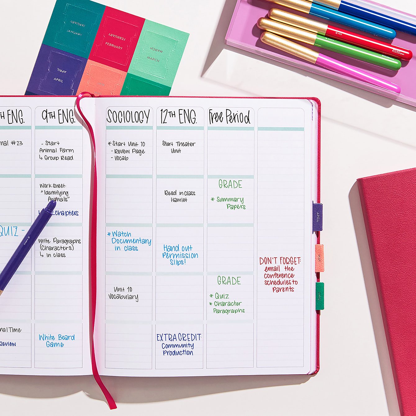 Colorful Softbound Teacher Lesson Planner Bundle Erin Condren