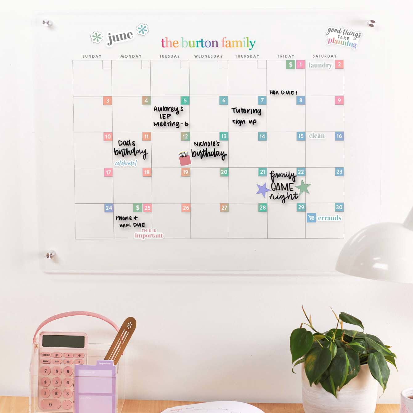 Colorful Acrylic Wall Calendar Clings Erin Condren