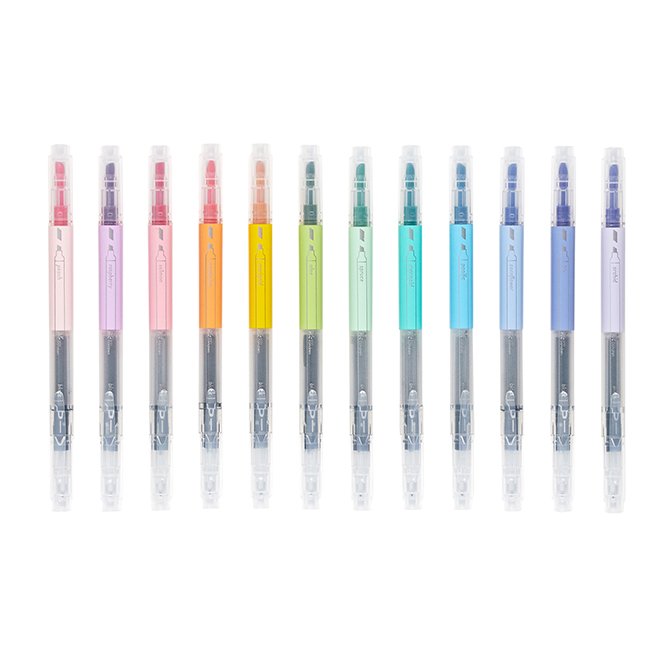 Rainbow and Black Dual-Ink Dual-Tip Highlighter Pens 12-Pack | Erin Condren