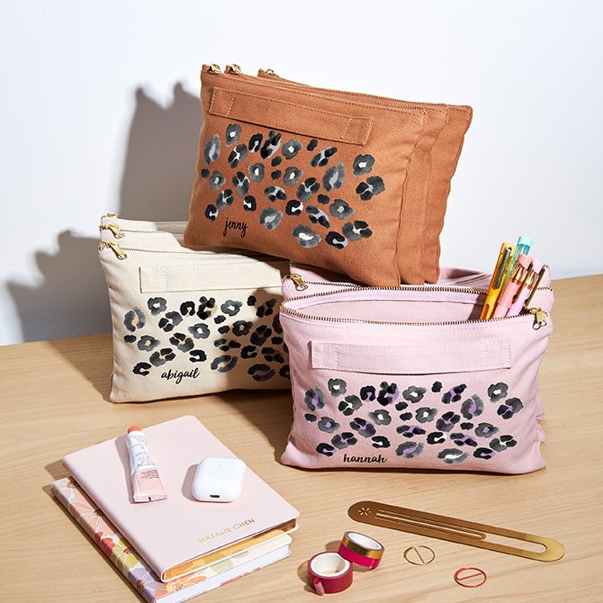 Watercolor Leopard Print Custom Accordion Zipper Pouch | Erin Condren