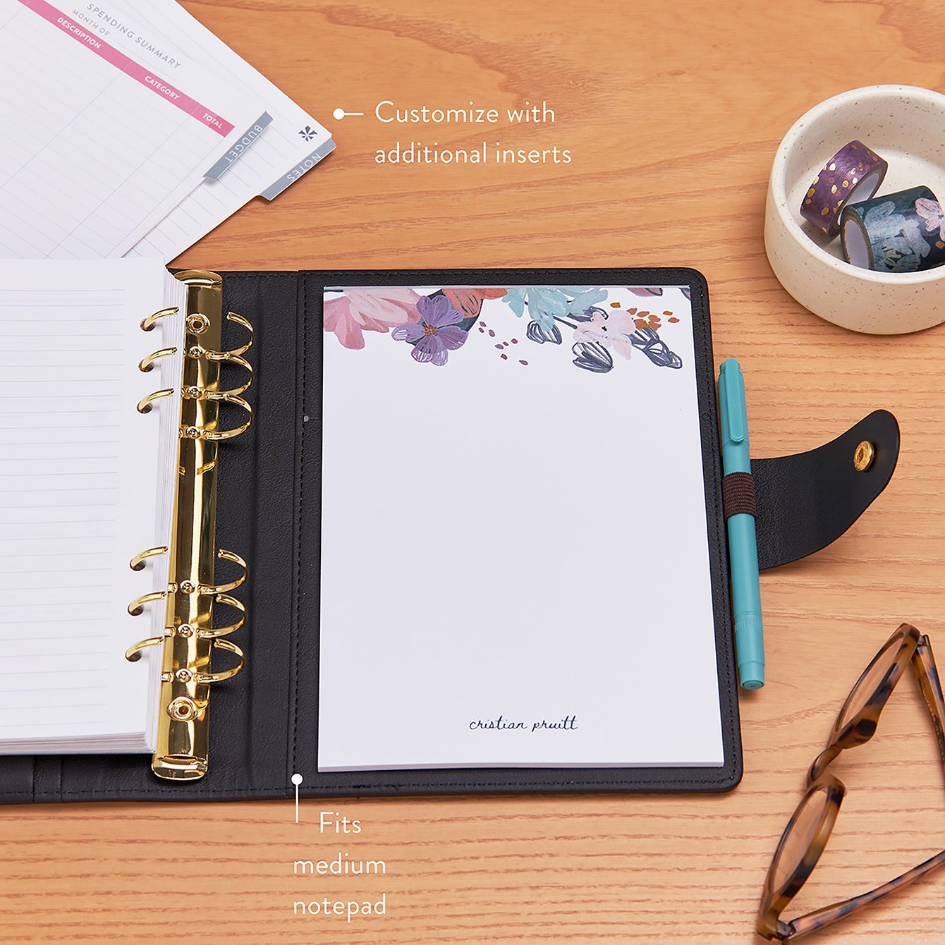 Black A5 Ring Agenda Cover | Erin Condren