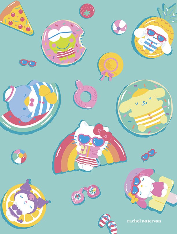 Livro de adesivos - Hello Kitty and Friends. Desenhos coloridos bonitos  perfeitos para colecionar, codificação de cores e organização. 12 páginas  de 416 adesivos no total de Erin Condren.