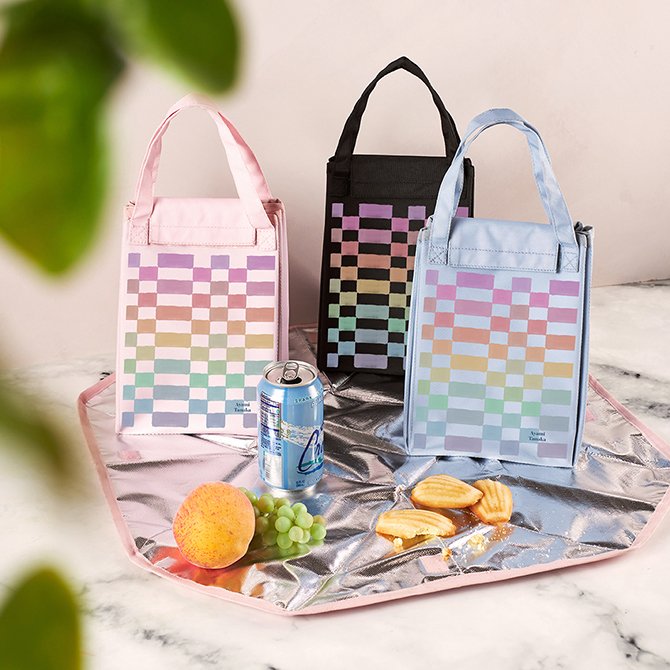 Watercolor Checkered Custom Insulated Lunch Tote Bag in Blush by Erin Condren