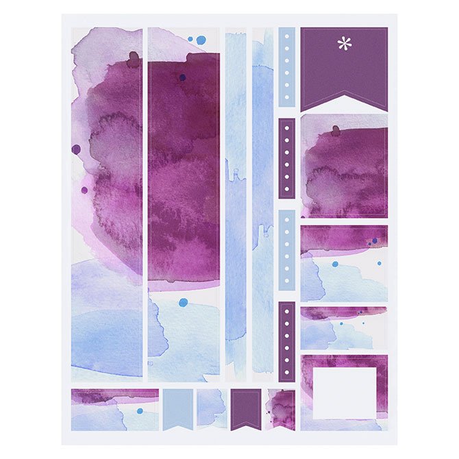 Watercolor Splash Sticker Sheet in Amethyst by Erin Condren