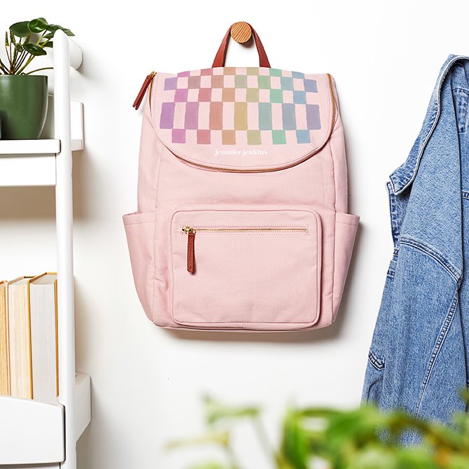Watercolor Checkered Custom Backpack Erin Condren