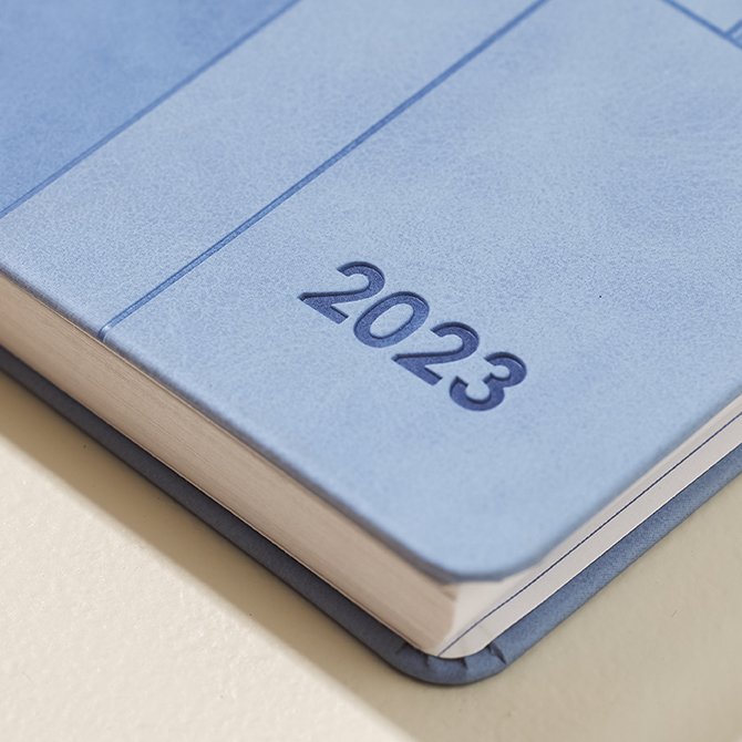 Blue Stripe Vegan Leather Focused Notebook™ | Erin Condren