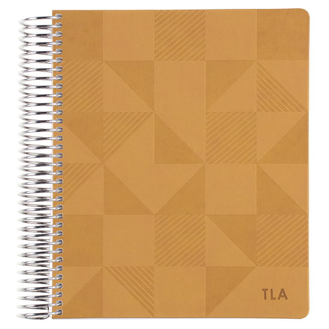 7x9 Mustard Mosaic Vegan Leather Focused Teacher Lesson Planner