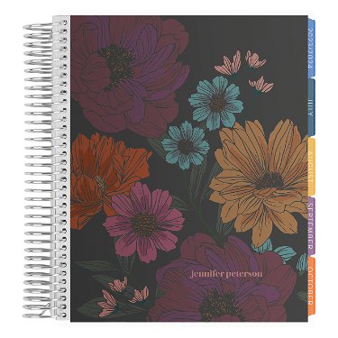 Erin Condren 7x9 Coiled Life Planner (January 2024 - December 2024) - 2024  In Bloom metallic cover, hourly layout, Inspire theme, platinum coil