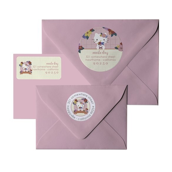 Hello Kitty Blushing Bouquet Return Address Labels
