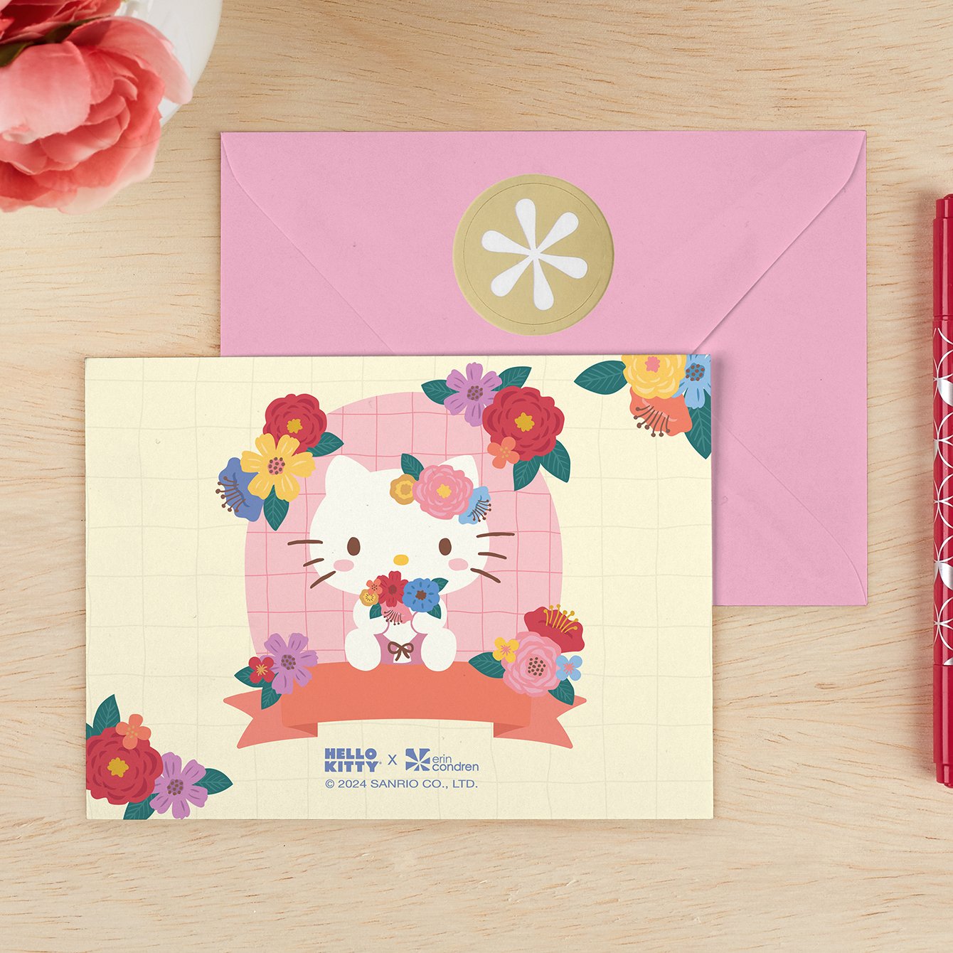 Hello Kitty Blushing Bouquet Personalized Stationery Erin Condren
