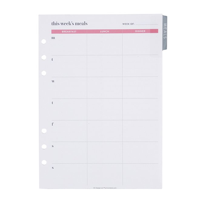 Meal Planning A5 Ring Agenda Inserts by Erin Condren | 2023