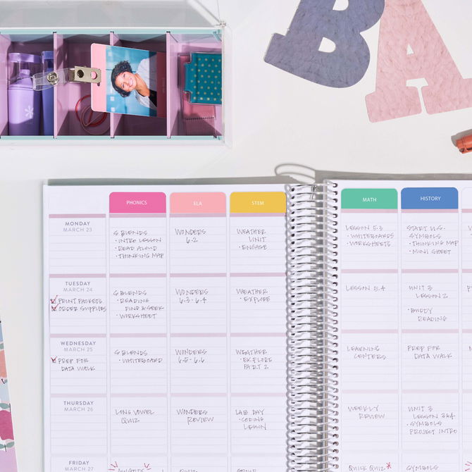 Colorful Horizontal Customizable Subject Stickers | Erin Condren