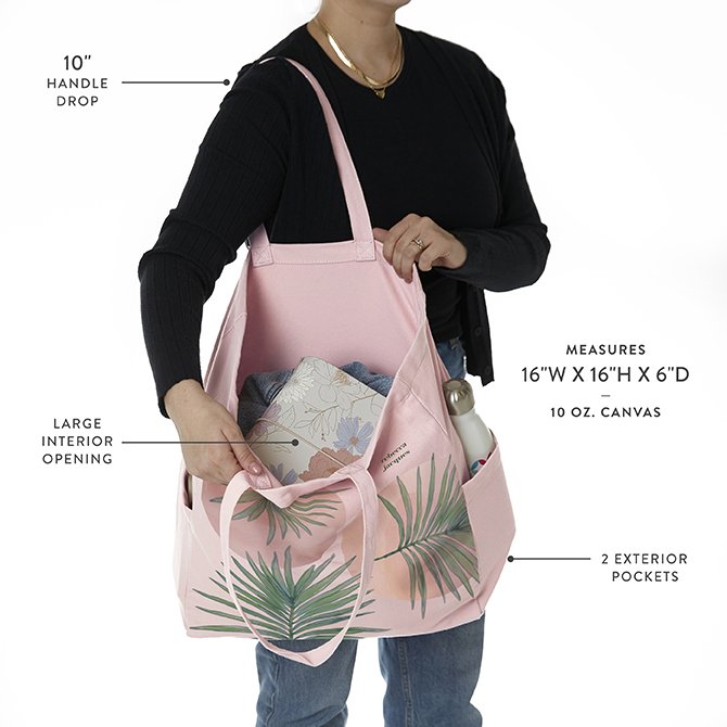 Watercolor Palms Canvas Pocket Tote Erin Condren