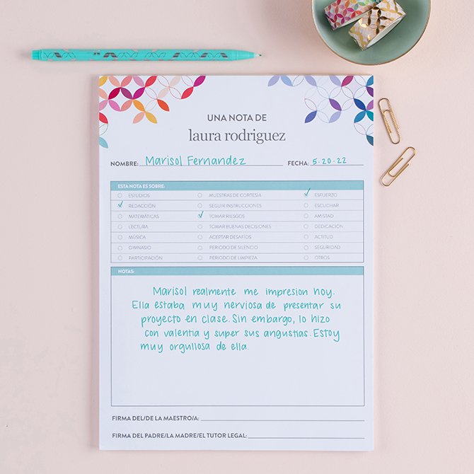 Spanish Note from the Teacher Notepad Erin Condren