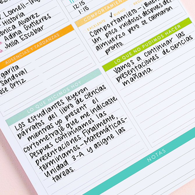 Spanish Substitute Teacher Notepad Erin Condren