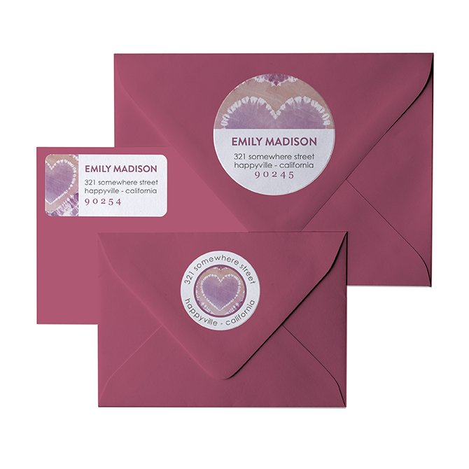 Tie Dye Hearts Address Labels
