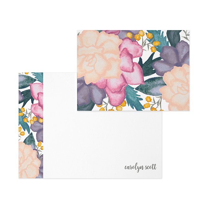 Personalized Stationery Notecards, Blush Watercolor Set