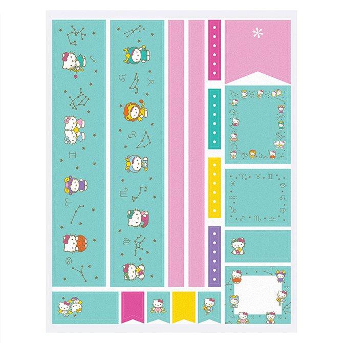 Hello Kitty Colorful Zodiac Sticker Sheet
