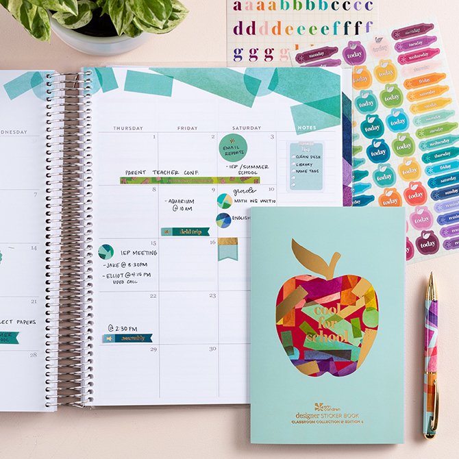 Erin Condren Designer Sticker Pack - Multi-Colored Squares Stickers 3 Pack. Contains Decorative, Fun and Cute Stickers for Customizing Planners