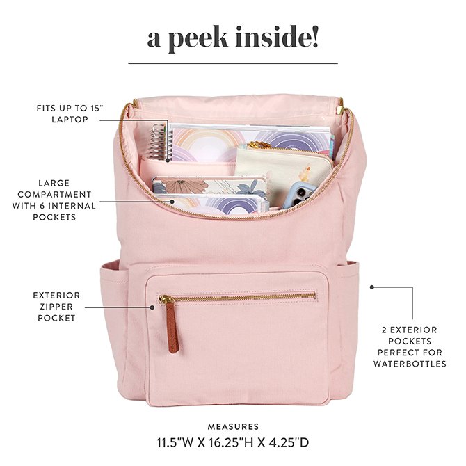 Canvas Custom Backpack in Blush by Erin Condren