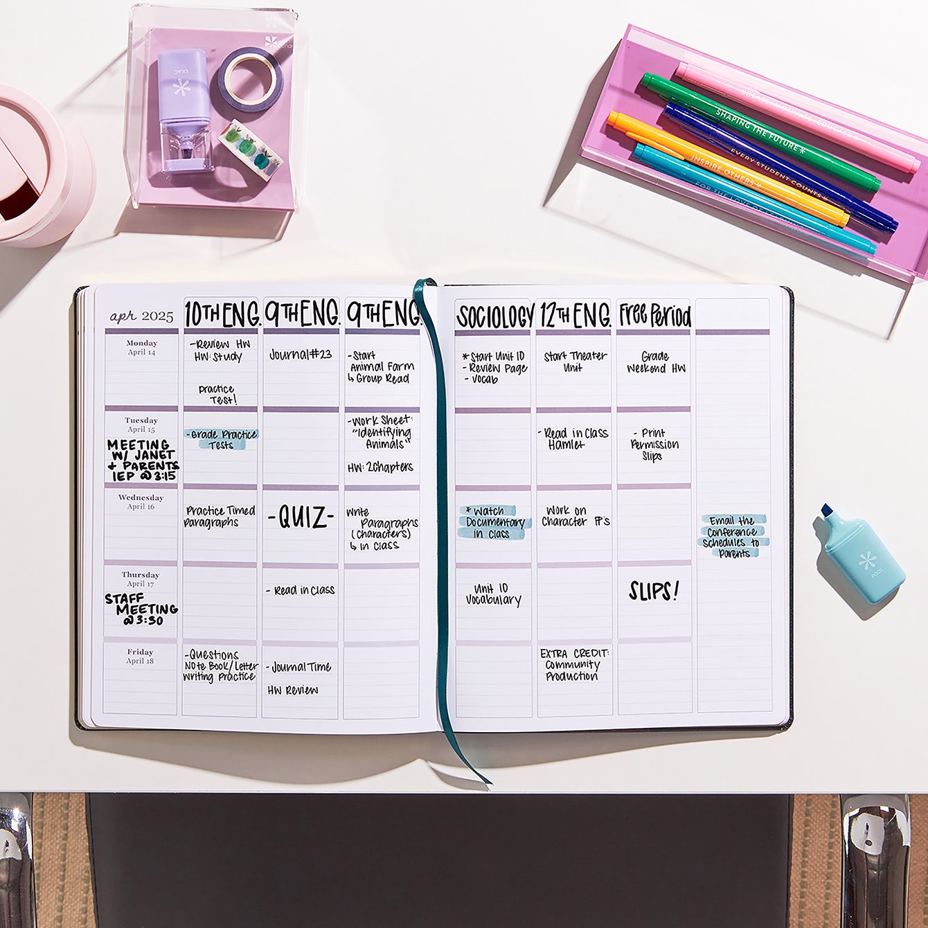 Peacock Softbound Teacher Lesson Planner Erin Condren