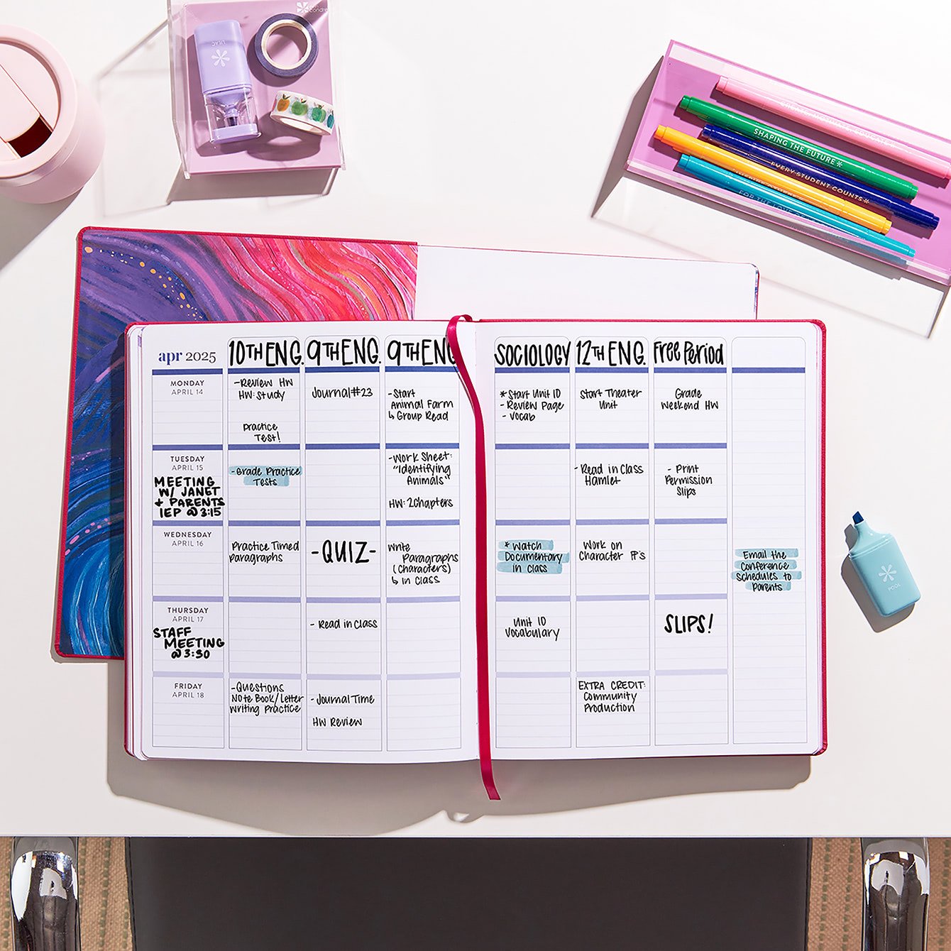 Fuchsia Softbound Teacher Lesson Planner Erin Condren