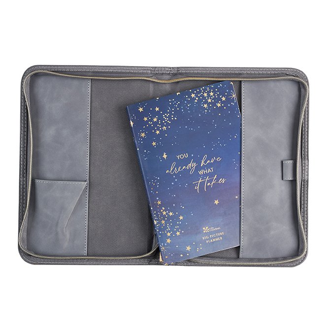 Starry Sky Compact Vegan Leather Zipper Folio and Big Picture Planner  PetitePlanner Set