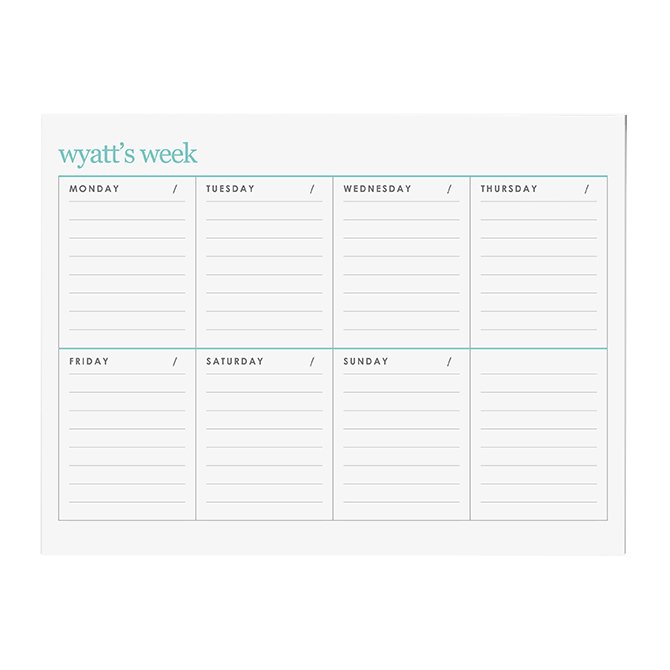 Custom Color Weekly Schedule Wall Organization Center Insert Board 