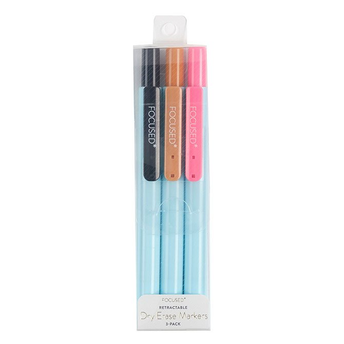 Focused Retractable Dry Erase Markers 3-Pack