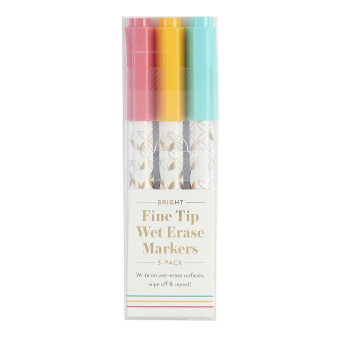 Bright Fine Tip Wet Erase Markers 3-Pack