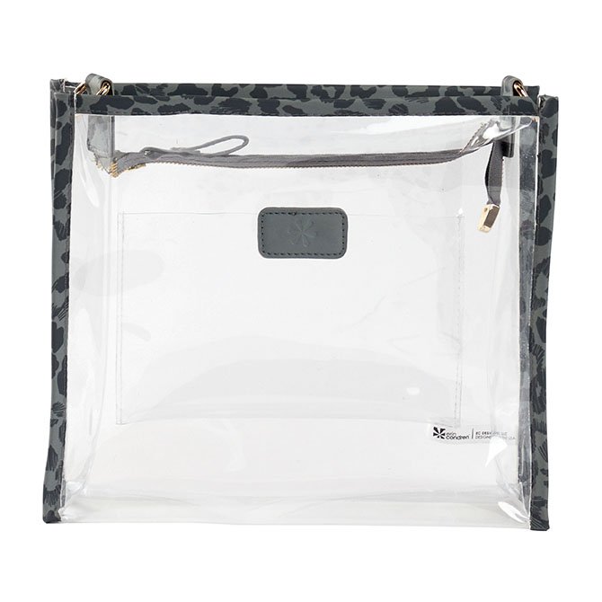 Women's Clear PVC Cross Body Bag with Vegan Leather Trim Zipper
